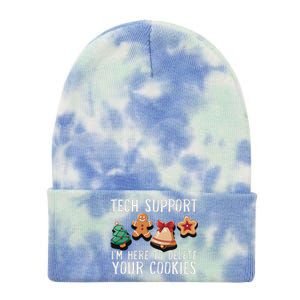 Christmas Tech Support Here To Delete Cookies Xmas Funny Tie Dye 12in Knit Beanie