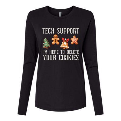 Christmas Tech Support Here To Delete Cookies Xmas Womens Cotton Relaxed Long Sleeve T-Shirt