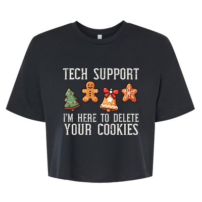 Christmas Tech Support Here To Delete Cookies Xmas Bella+Canvas Jersey Crop Tee