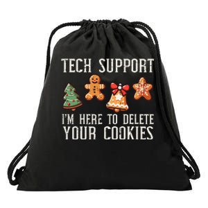 Christmas Tech Support Here To Delete Cookies Xmas Drawstring Bag