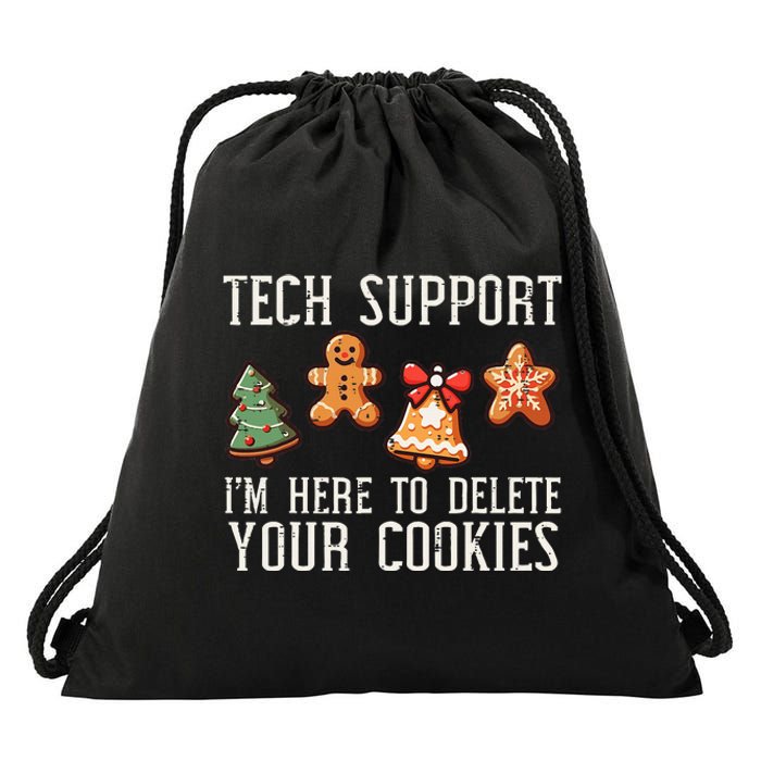 Christmas Tech Support Here To Delete Cookies Xmas Drawstring Bag