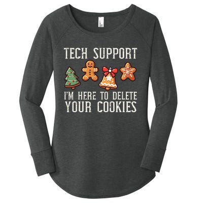 Christmas Tech Support Here To Delete Cookies Xmas Women's Perfect Tri Tunic Long Sleeve Shirt