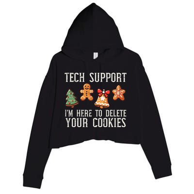 Christmas Tech Support Here To Delete Cookies Xmas Crop Fleece Hoodie