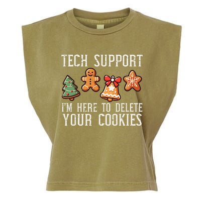 Christmas Tech Support Here To Delete Cookies Xmas Garment-Dyed Women's Muscle Tee