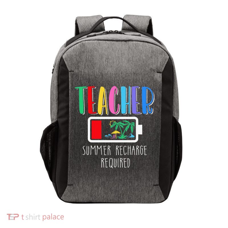 Cute Teacher Summer Recharge Required Last Day Of School Vector Backpack