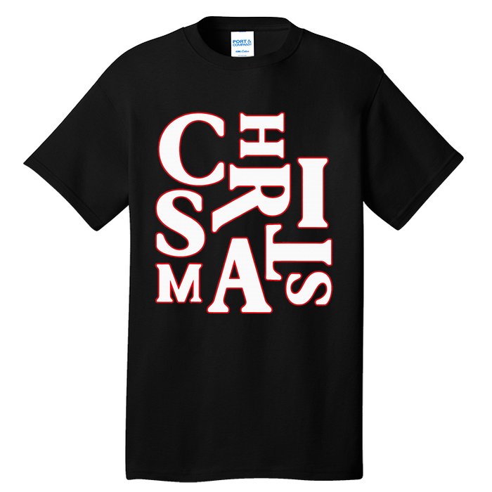 Christmas Typography Santa Claus Christmas Pj Pajama Top Tall T-Shirt