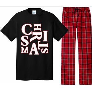 Christmas Typography Santa Claus Christmas Pj Pajama Top Pajama Set