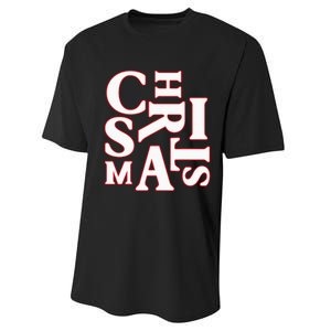 Christmas Typography Santa Claus Christmas Pj Pajama Top Performance Sprint T-Shirt