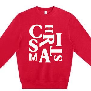 Christmas Typography Santa Claus Christmas Pj Pajama Top Premium Crewneck Sweatshirt