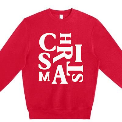 Christmas Typography Santa Claus Christmas Pj Pajama Top Premium Crewneck Sweatshirt