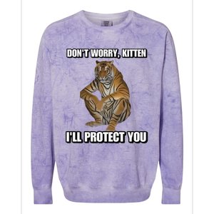 Cringey Tees Store I’Ll Protect You Kitten Cringey Colorblast Crewneck Sweatshirt