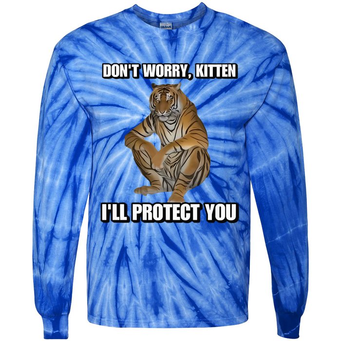 Cringey Tees Store I’Ll Protect You Kitten Cringey Tie-Dye Long Sleeve Shirt