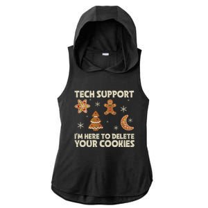 Christmas Tech Support Here To Delete Cookie Xmas Ladies PosiCharge Tri-Blend Wicking Draft Hoodie Tank