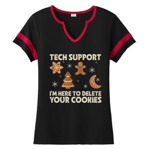 Christmas Tech Support Here To Delete Cookie Xmas Ladies Halftime Notch Neck Tee