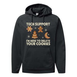 Christmas Tech Support Here To Delete Cookie Xmas Performance Fleece Hoodie