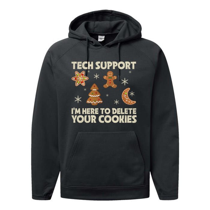 Christmas Tech Support Here To Delete Cookie Xmas Performance Fleece Hoodie