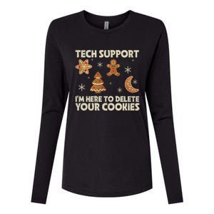 Christmas Tech Support Here To Delete Cookie Xmas Womens Cotton Relaxed Long Sleeve T-Shirt