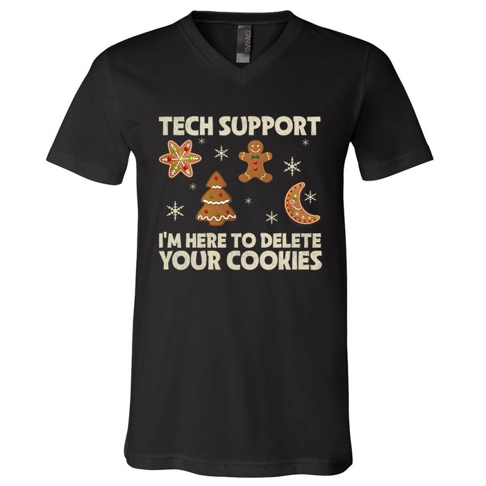 Christmas Tech Support Here To Delete Cookie Xmas V-Neck T-Shirt