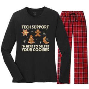 Christmas Tech Support Here To Delete Cookie Xmas Women's Long Sleeve Flannel Pajama Set 