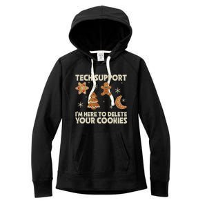 Christmas Tech Support Here To Delete Cookie Xmas Women's Fleece Hoodie