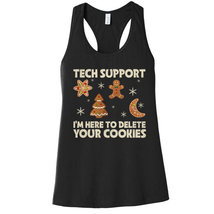 Christmas Tech Support Here To Delete Cookie Xmas Women's Racerback Tank