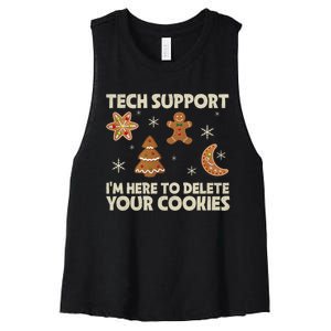 Christmas Tech Support Here To Delete Cookie Xmas Women's Racerback Cropped Tank