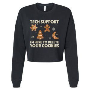 Christmas Tech Support Here To Delete Cookie Xmas Cropped Pullover Crew