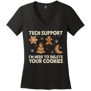 Christmas Tech Support Here To Delete Cookie Xmas Women's V-Neck T-Shirt