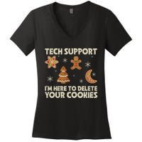 Christmas Tech Support Here To Delete Cookie Xmas Women's V-Neck T-Shirt