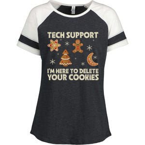 Christmas Tech Support Here To Delete Cookie Xmas Enza Ladies Jersey Colorblock Tee