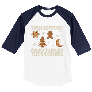 Christmas Tech Support Here To Delete Cookie Xmas Baseball Sleeve Shirt