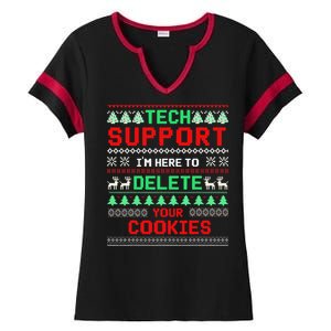 Christmas Tech Support Here To Delete Cookies Xmas(1) Ladies Halftime Notch Neck Tee