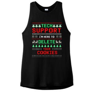 Christmas Tech Support Here To Delete Cookies Xmas(1) Ladies PosiCharge Tri-Blend Wicking Tank