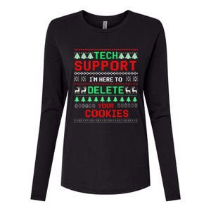 Christmas Tech Support Here To Delete Cookies Xmas(1) Womens Cotton Relaxed Long Sleeve T-Shirt