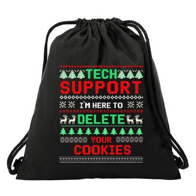 Christmas Tech Support Here To Delete Cookies Xmas(1) Drawstring Bag