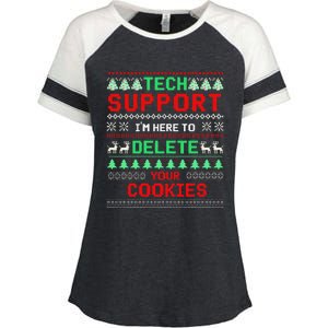 Christmas Tech Support Here To Delete Cookies Xmas(1) Enza Ladies Jersey Colorblock Tee