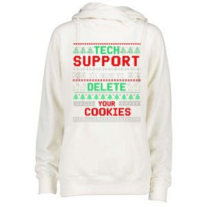 Christmas Tech Support Here To Delete Cookies Xmas(1) Womens Funnel Neck Pullover Hood