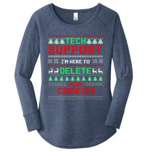 Christmas Tech Support Here To Delete Cookies Xmas(1) Women's Perfect Tri Tunic Long Sleeve Shirt