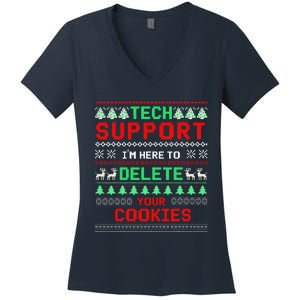 Christmas Tech Support Here To Delete Cookies Xmas(1) Women's V-Neck T-Shirt