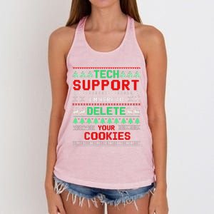 Christmas Tech Support Here To Delete Cookies Xmas(1) Women's Knotted Racerback Tank