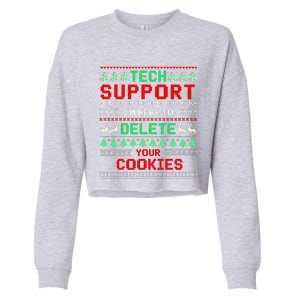 Christmas Tech Support Here To Delete Cookies Xmas(1) Cropped Pullover Crew