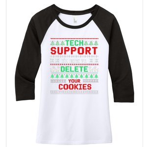 Christmas Tech Support Here To Delete Cookies Xmas(1) Women's Tri-Blend 3/4-Sleeve Raglan Shirt