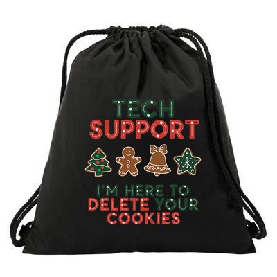 Christmas Tech Support Here To Delete Cookies Xmas Drawstring Bag