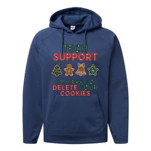 Christmas Tech Support Here To Delete Cookies Xmas Performance Fleece Hoodie