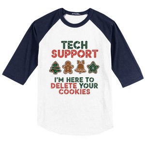 Christmas Tech Support Here To Delete Cookies Xmas Baseball Sleeve Shirt