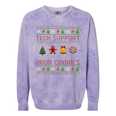 Christmas Tech Support Here To Delete Cookies Xmas Colorblast Crewneck Sweatshirt