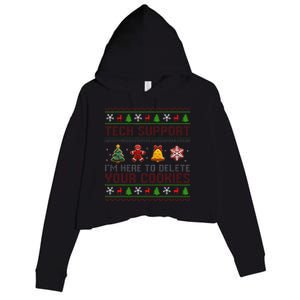 Christmas Tech Support Here To Delete Cookies Xmas Crop Fleece Hoodie