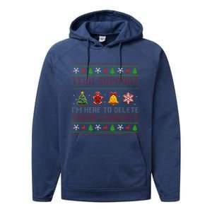 Christmas Tech Support Here To Delete Cookies Xmas Performance Fleece Hoodie