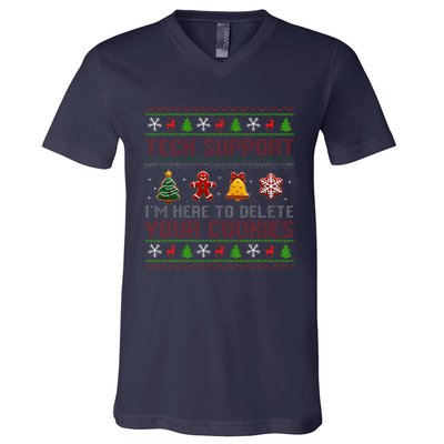 Christmas Tech Support Here To Delete Cookies Xmas V-Neck T-Shirt