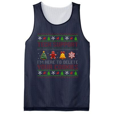 Christmas Tech Support Here To Delete Cookies Xmas Mesh Reversible Basketball Jersey Tank